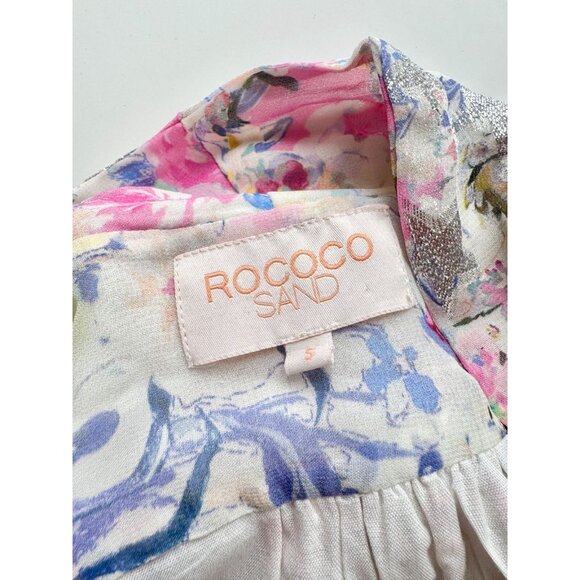 ROCOCO SAND Lelia Floral Metallic Stars Chiffon Tasseled Mini Dress, Size S - Picture 14 of 16